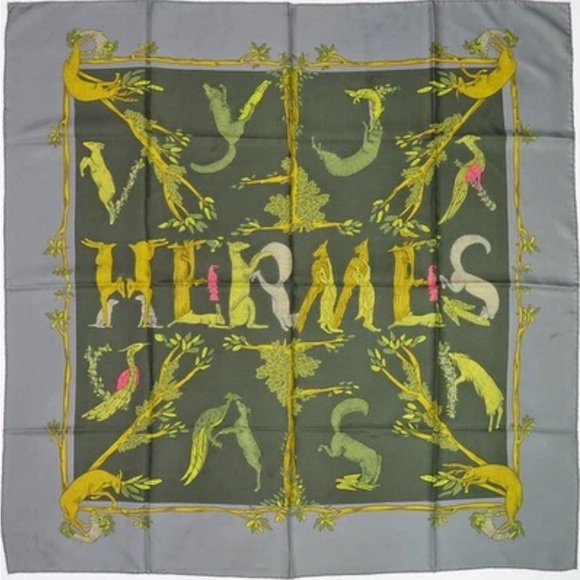 Hermès Green and Yellow Silk Scarf - Picture 1 of 11